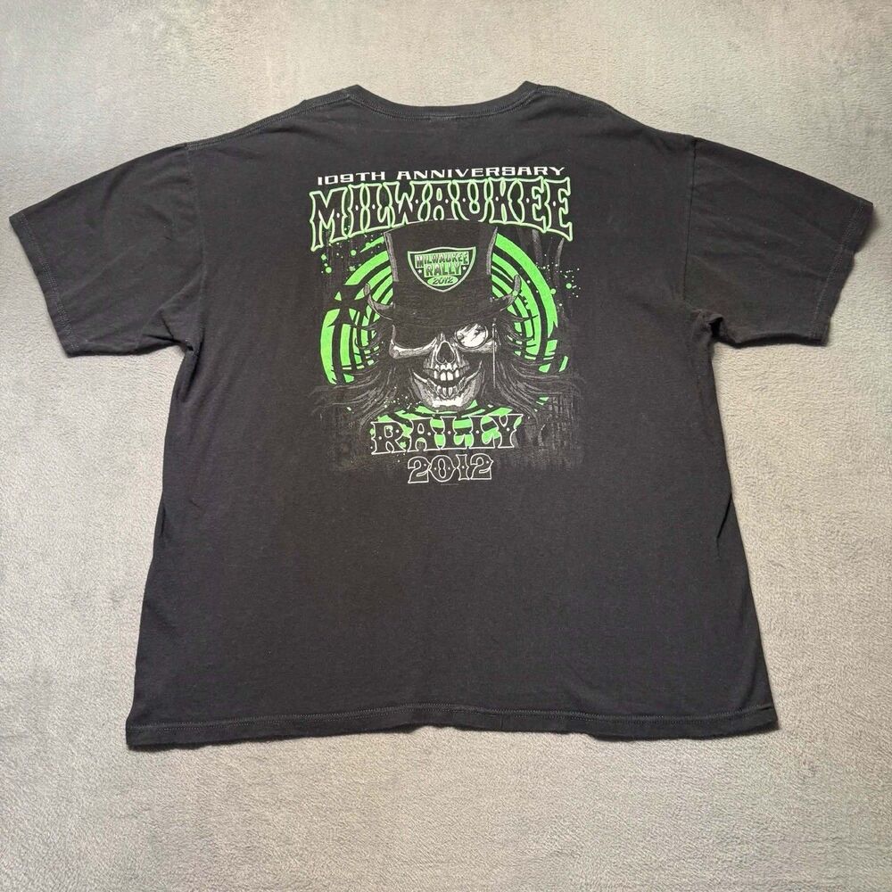 Hot Leathers Milwaukee Rally 2012 Shirt Mens 2XL Skull Biker Y2K Goth Punk EUC